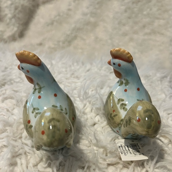 Amscan birds chicken Ceramic Salt Pepper Shaker Set NWT artsy farmhouse Hg55 - Picture 3 of 5